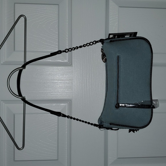 NWT Ed Hardy Denim Rhinestone Skull Crossbody Bag - Picture 13 of 14